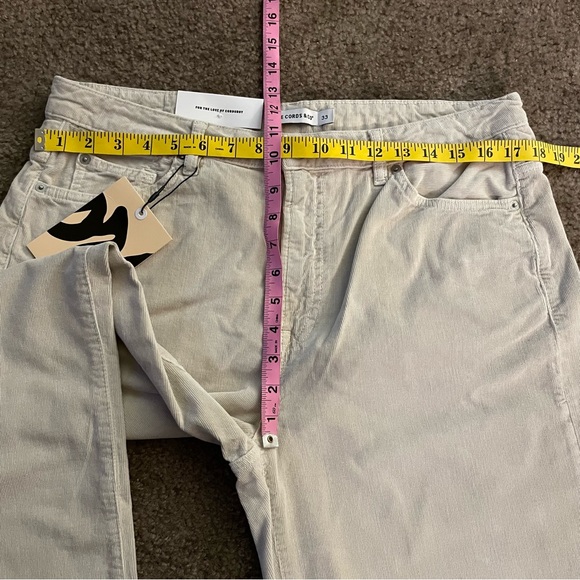 Anthropologie Corduroy Pants High Waist Cropped Straight Leg Size 33 Khaki NWT - Picture 9 of 10